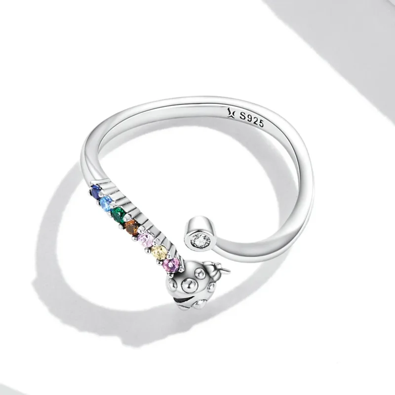 (image for) Pandora Style Colorful Zirconium Ladybug Open Ring - SCR785 - View 4