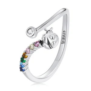 (image for) Pandora Style Colorful Zirconium Ladybug Open Ring - SCR785