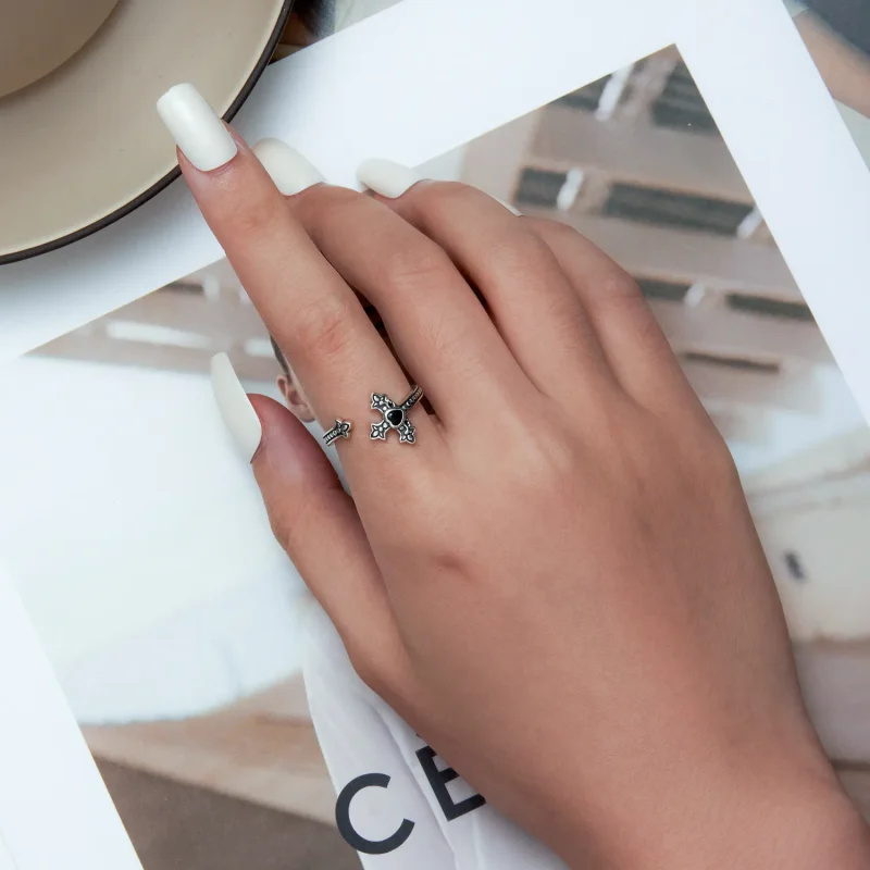 (image for) Pandora Style Cross Open Ring - BSR298 - View 5