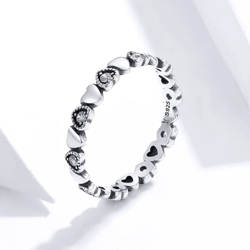(image for) Pandora Style Crossed Hearts Ring - SCR140-WH - View 4