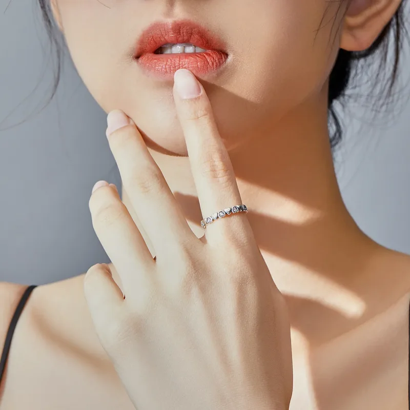 (image for) Pandora Style Crossed Hearts Ring - SCR140-WH - View 7