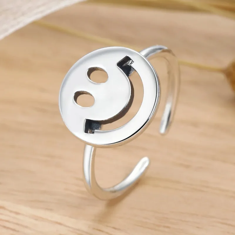 (image for) Pandora Style Cute Smiley Face Open Ring - VSR117 - View 3