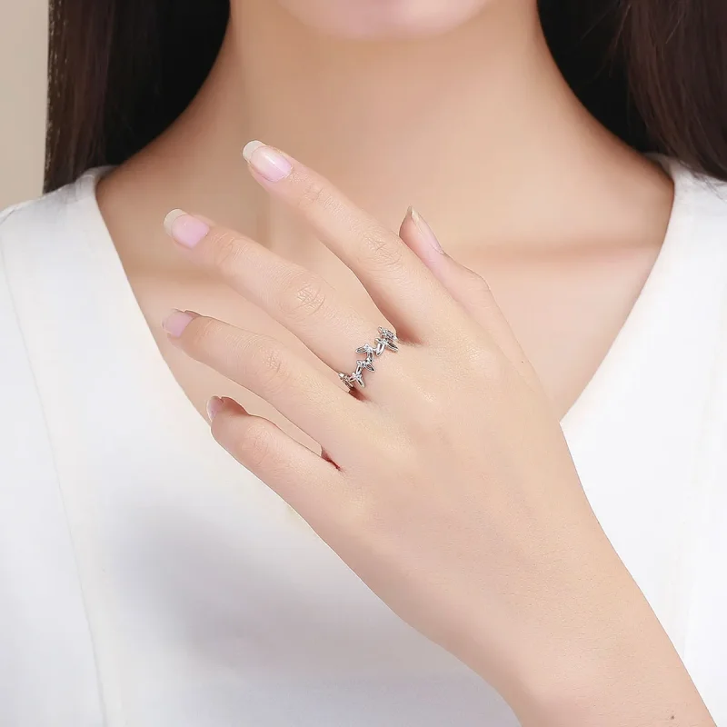 (image for) Pandora Style Dancing Butterflies Open Ring - BSR027 - View 5