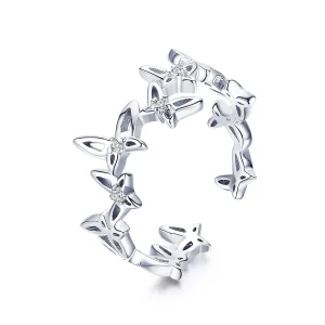 (image for) Pandora Style Dancing Butterflies Open Ring - BSR027