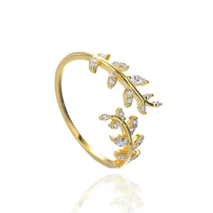 (image for) Pandora Style Delicate Leaves Open Ring - BSR241-B