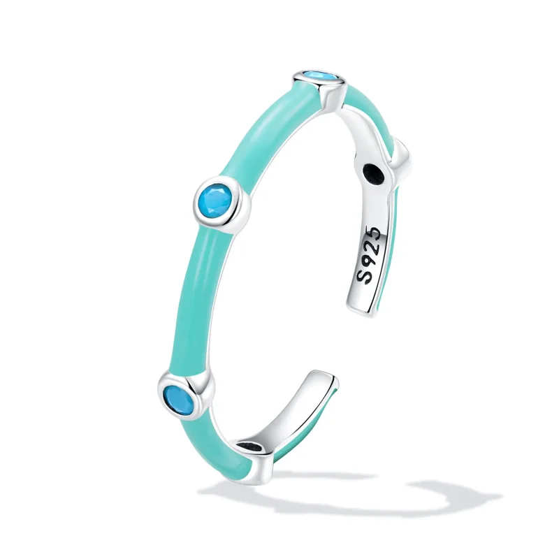 (image for) Pandora Style Delicate Turquoise Open Ring - SCR813 - View 2