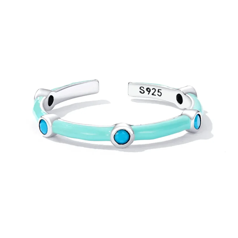 (image for) Pandora Style Delicate Turquoise Open Ring - SCR813 - View 3