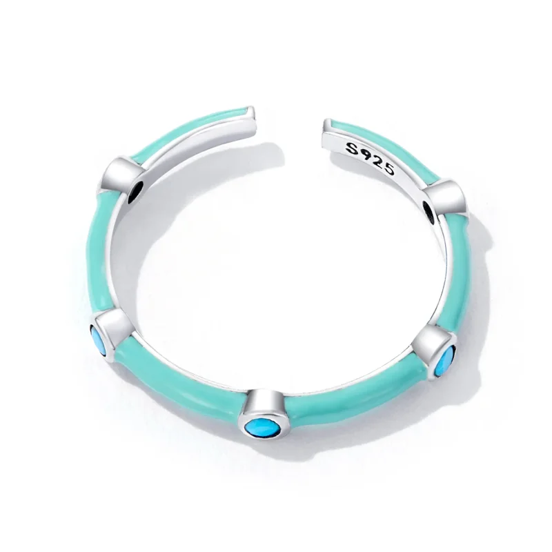 (image for) Pandora Style Delicate Turquoise Open Ring - SCR813 - View 4