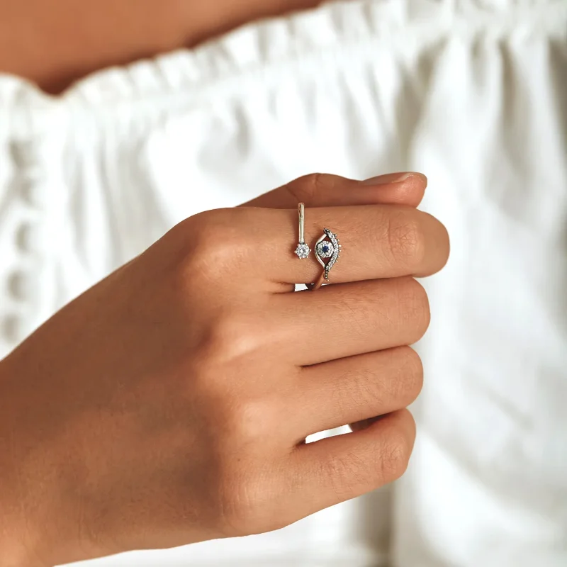 (image for) Pandora Style Devil Eye Open Ring - BSR215 - View 8