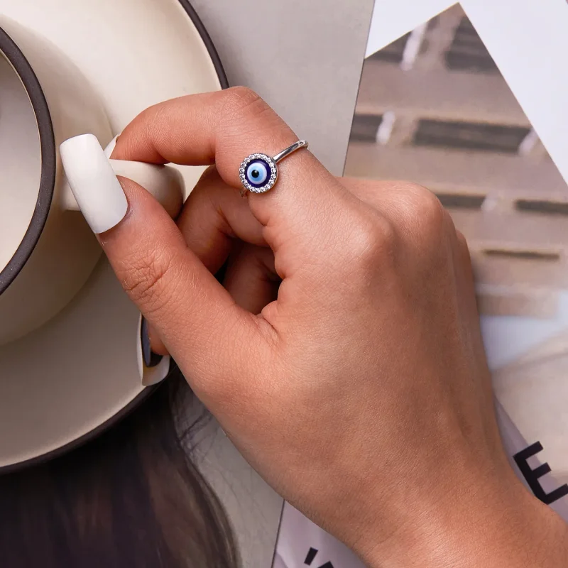 (image for) Pandora Style Devil Eye Open Ring - BSR254 - View 6