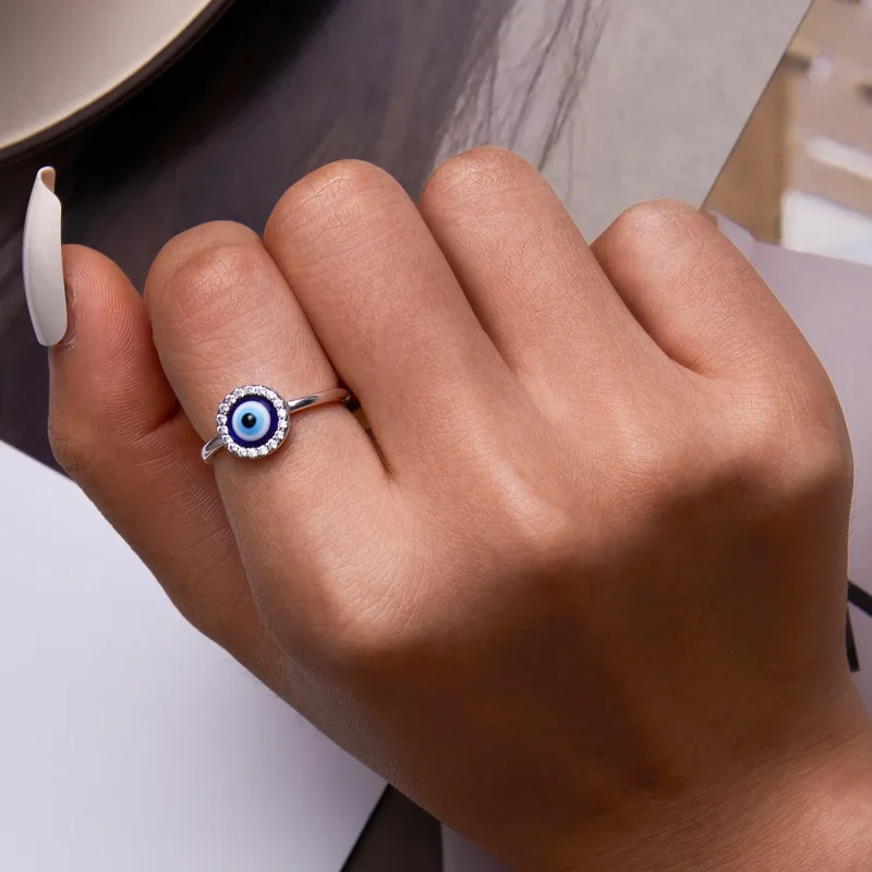 (image for) Pandora Style Devil Eye Open Ring - BSR254 - View 8