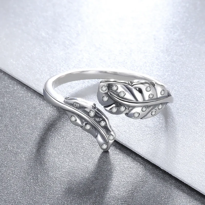 (image for) Pandora Style Elegant Foliage Open Ring - VSR155 - View 4
