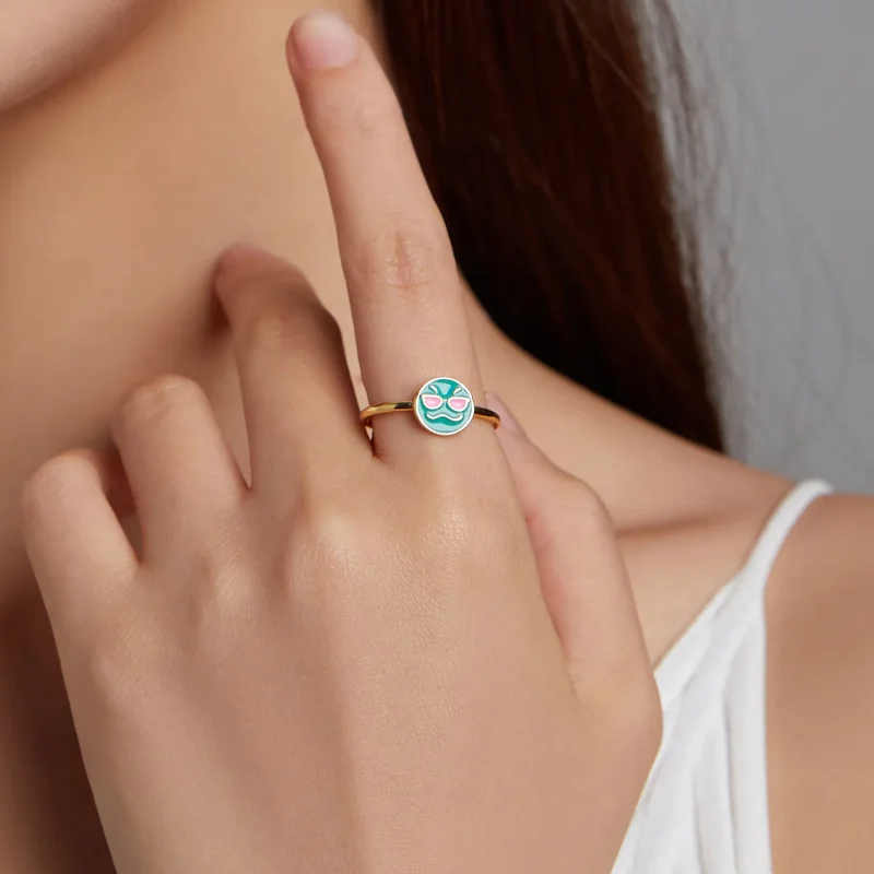 (image for) Pandora Style Emoji - Cool Open Ring - SCR737-A - View 5