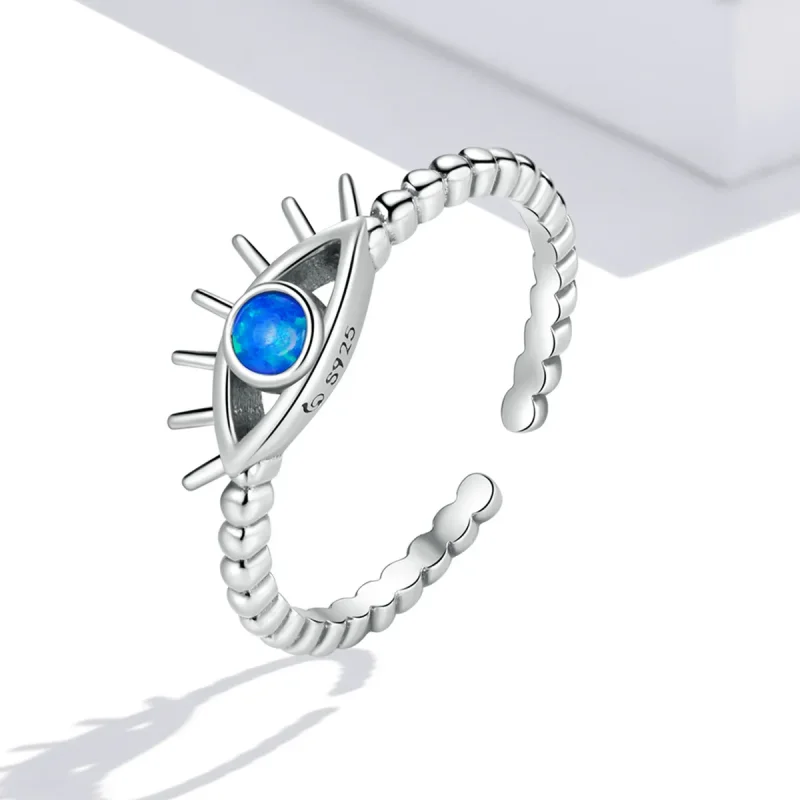(image for) Pandora Style Evil Eye Beaded Open Ring - BSR223 - View 2