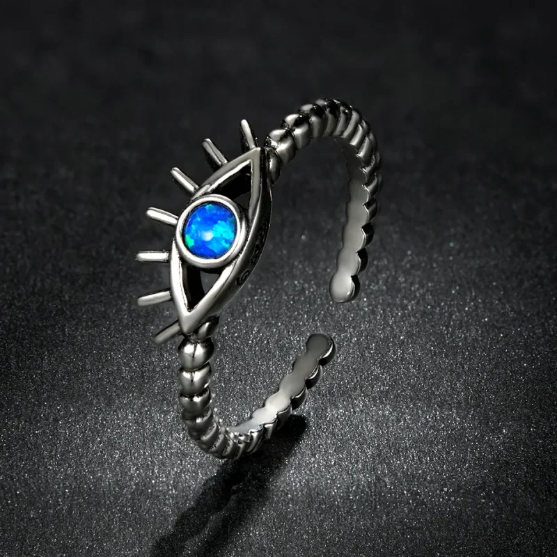 (image for) Pandora Style Evil Eye Beaded Open Ring - BSR223 - View 5