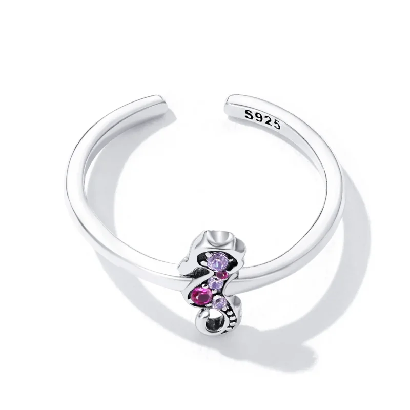 (image for) Pandora Style Exquisite Seahorse Open Ring - SCR816 - View 4