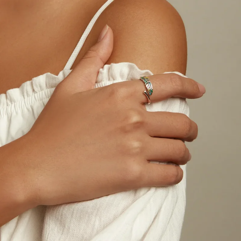 (image for) Pandora Style Feather Open Ring - SCR799 - View 6