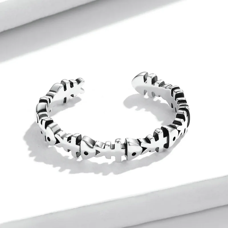 (image for) Pandora Style Fish Bone Open Ring - BSR224 - View 3