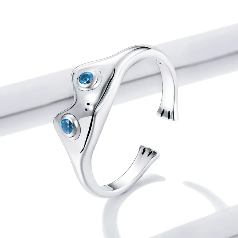 (image for) Pandora Style Funny Frog Open Ring - BSR197 - View 2