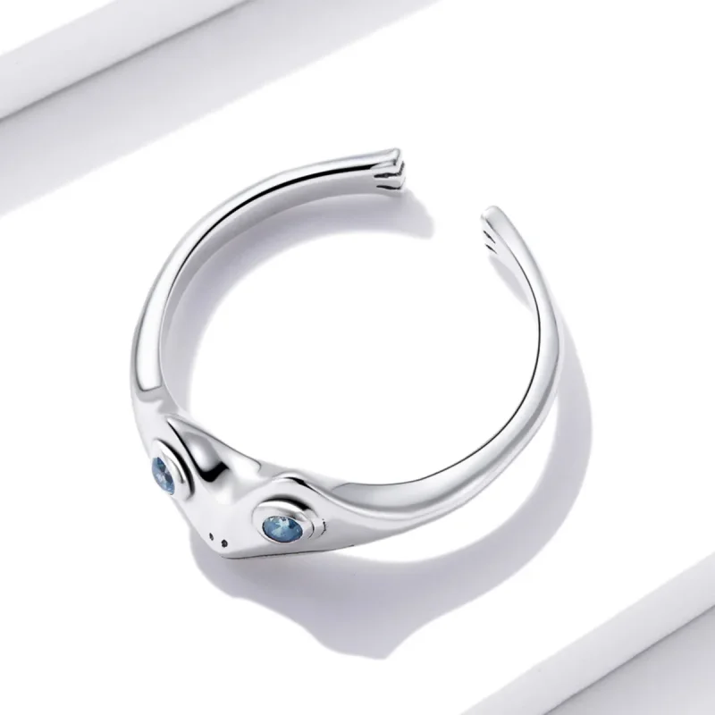 (image for) Pandora Style Funny Frog Open Ring - BSR197 - View 3