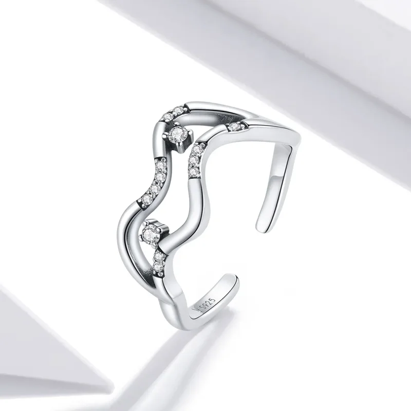 (image for) Pandora Style Galaxy Stars Open Ring - SCR710 - View 2