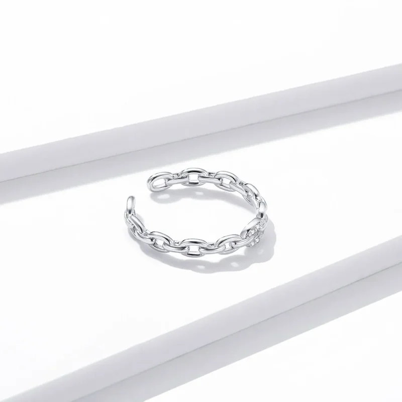 (image for) Pandora Style Geometric Chain Open Ring - BSR145 - View 2