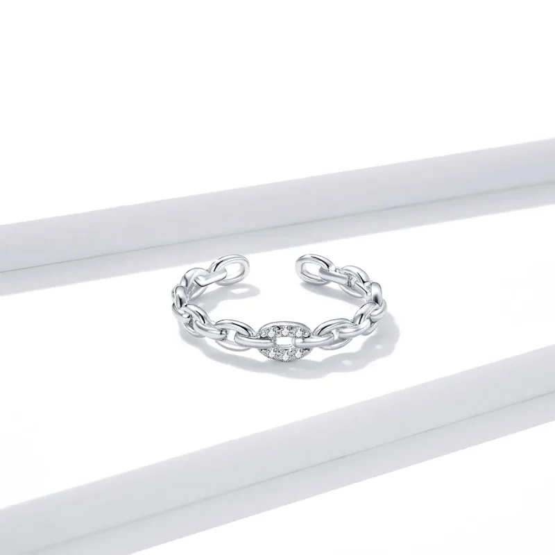 (image for) Pandora Style Geometric Chain Open Ring - BSR145 - View 4