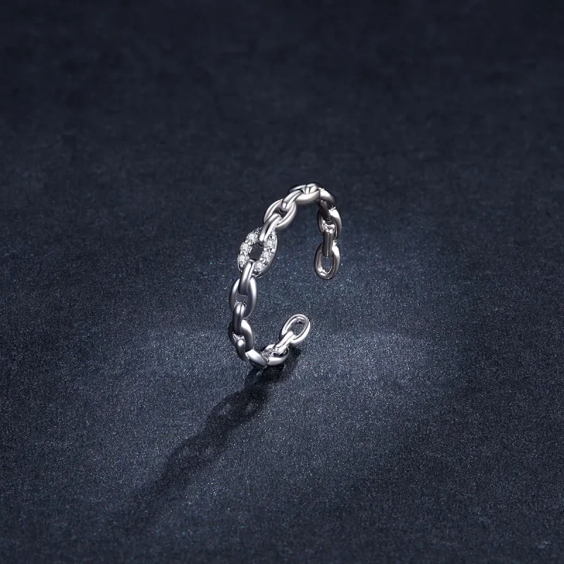 (image for) Pandora Style Geometric Chain Open Ring - BSR145 - View 5