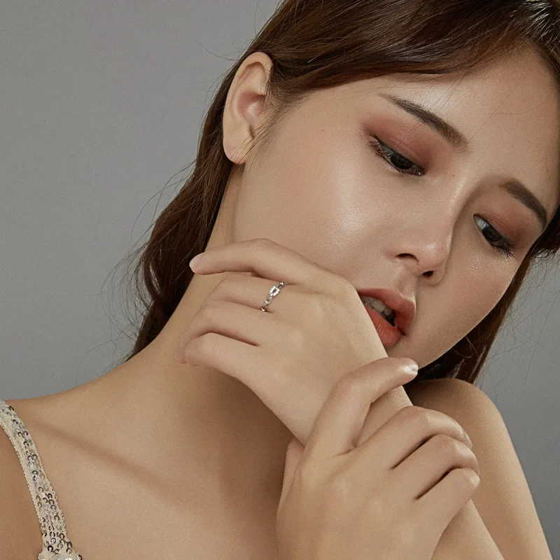 (image for) Pandora Style Geometric Chain Open Ring - BSR145 - View 6