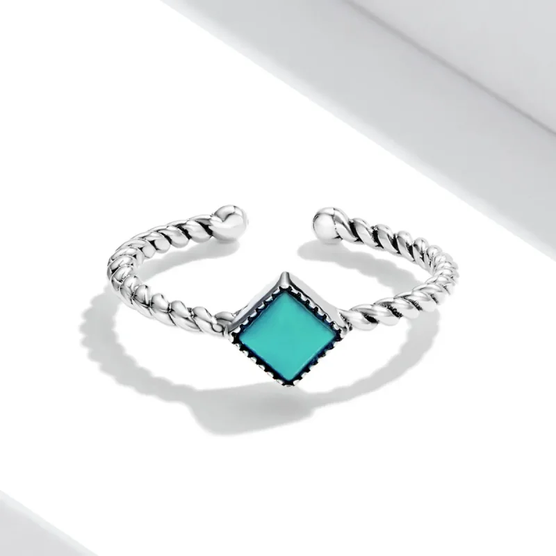 (image for) Pandora Style Geometric Turquoise Open Ring - SCR753 - View 3