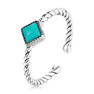 (image for) Pandora Style Geometric Turquoise Open Ring - SCR753