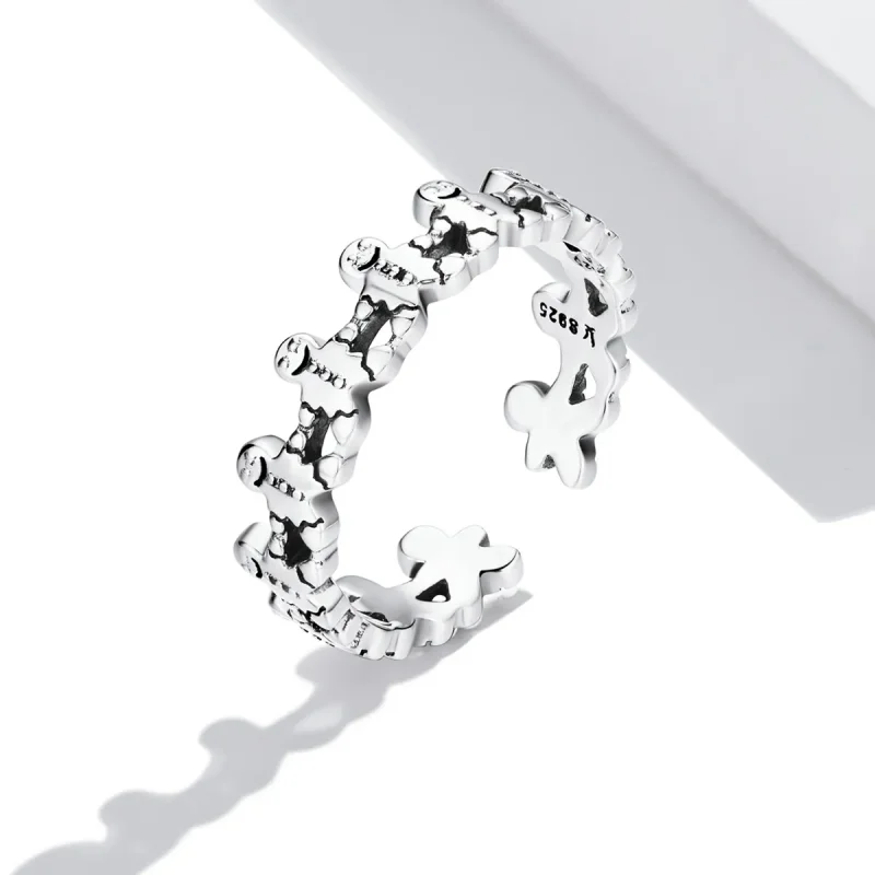 (image for) Pandora Style Gingerbread Man Open Ring - SCR762 - View 2