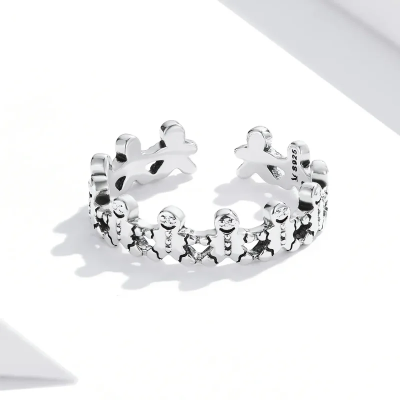 (image for) Pandora Style Gingerbread Man Open Ring - SCR762 - View 3