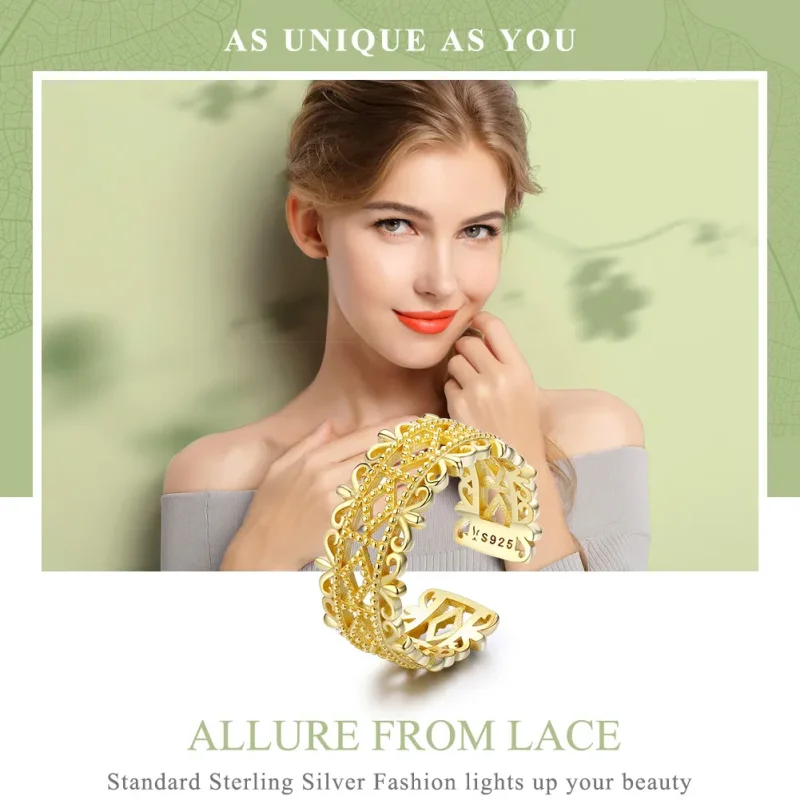 (image for) Pandora Style Gold-Plated Allure From Lace Ring - SCR461 - View 2