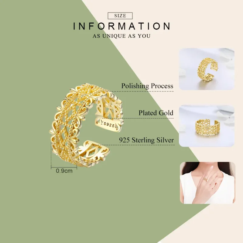 (image for) Pandora Style Gold-Plated Allure From Lace Ring - SCR461 - View 3