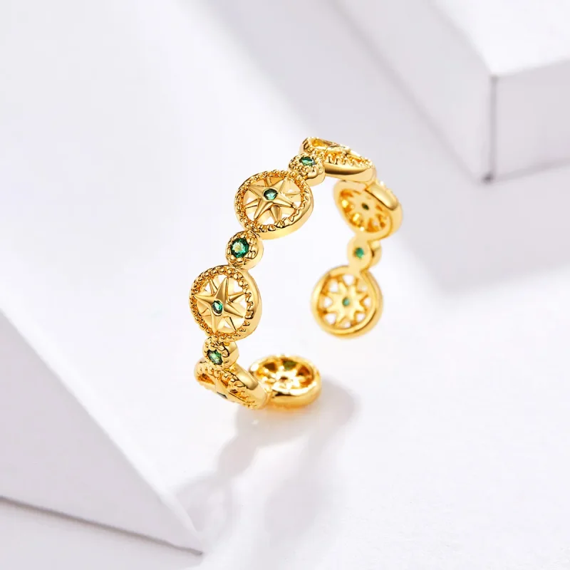 (image for) Pandora Style Gold-Plated Shiny Star Ring - SCR518 - View 2