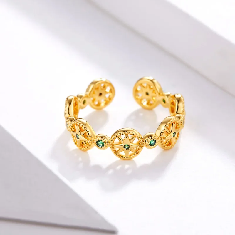 (image for) Pandora Style Gold-Plated Shiny Star Ring - SCR518 - View 4