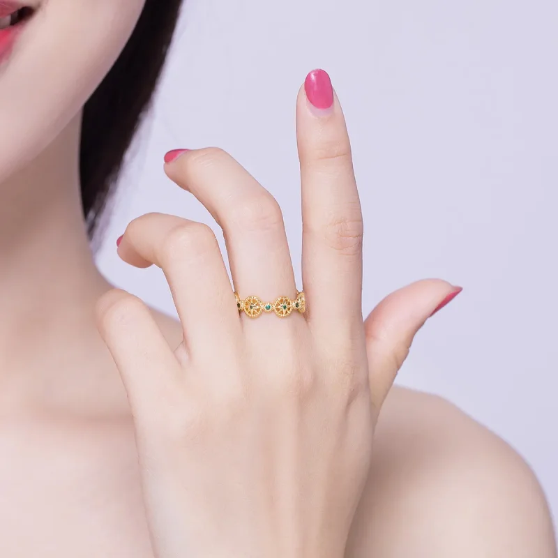 (image for) Pandora Style Gold-Plated Shiny Star Ring - SCR518 - View 5