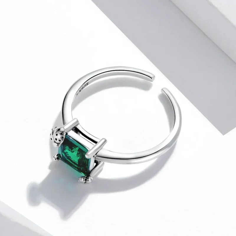 (image for) Pandora Style Green Zirconium Open Ring - SCR754 - View 3