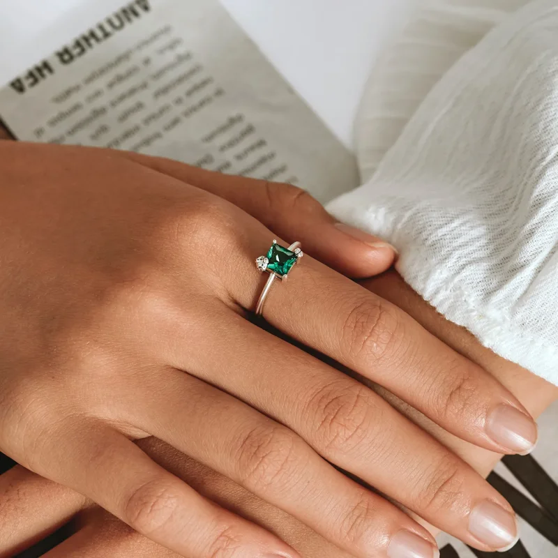 (image for) Pandora Style Green Zirconium Open Ring - SCR754 - View 7