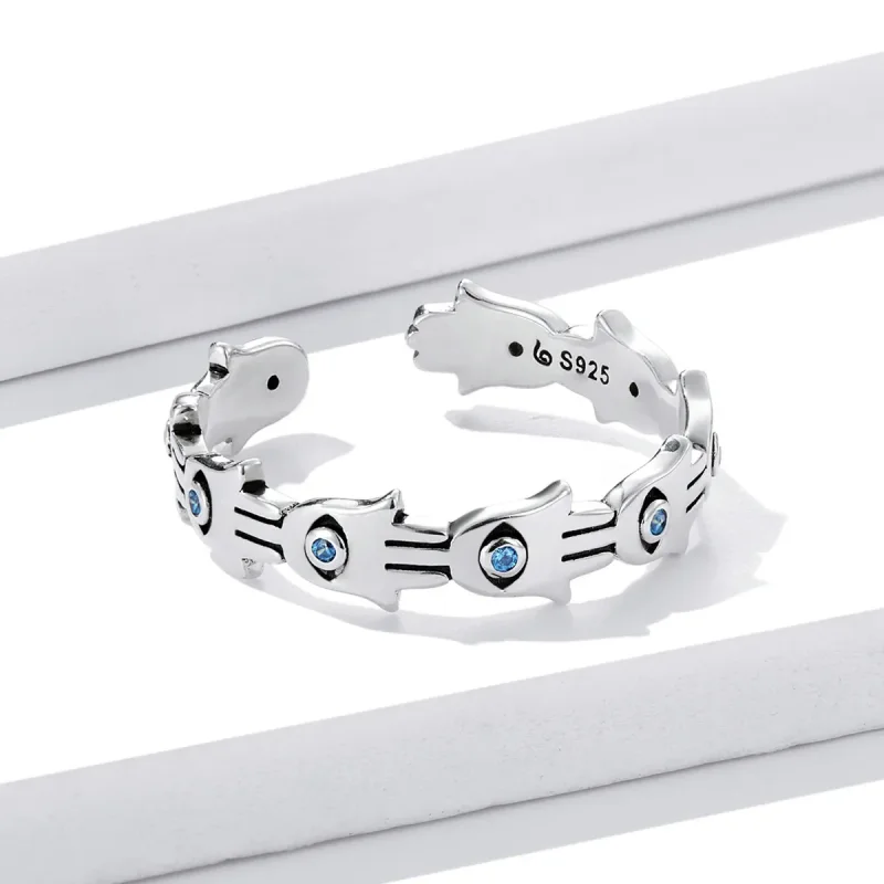 (image for) Pandora Style Hand of Fatima Open Ring - BSR237 - View 3