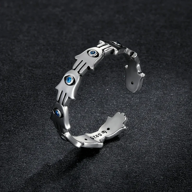 (image for) Pandora Style Hand of Fatima Open Ring - BSR237 - View 5
