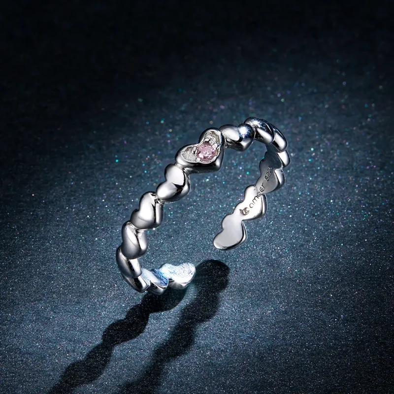 (image for) Pandora Style Heart Mirror Open Ring - BSR100 - View 5
