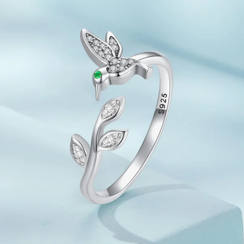 (image for) Pandora Style Hummingbird Open Ring - SCR871 - View 2