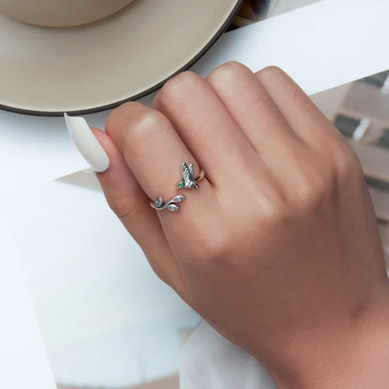 (image for) Pandora Style Hummingbird Open Ring - SCR871 - View 5