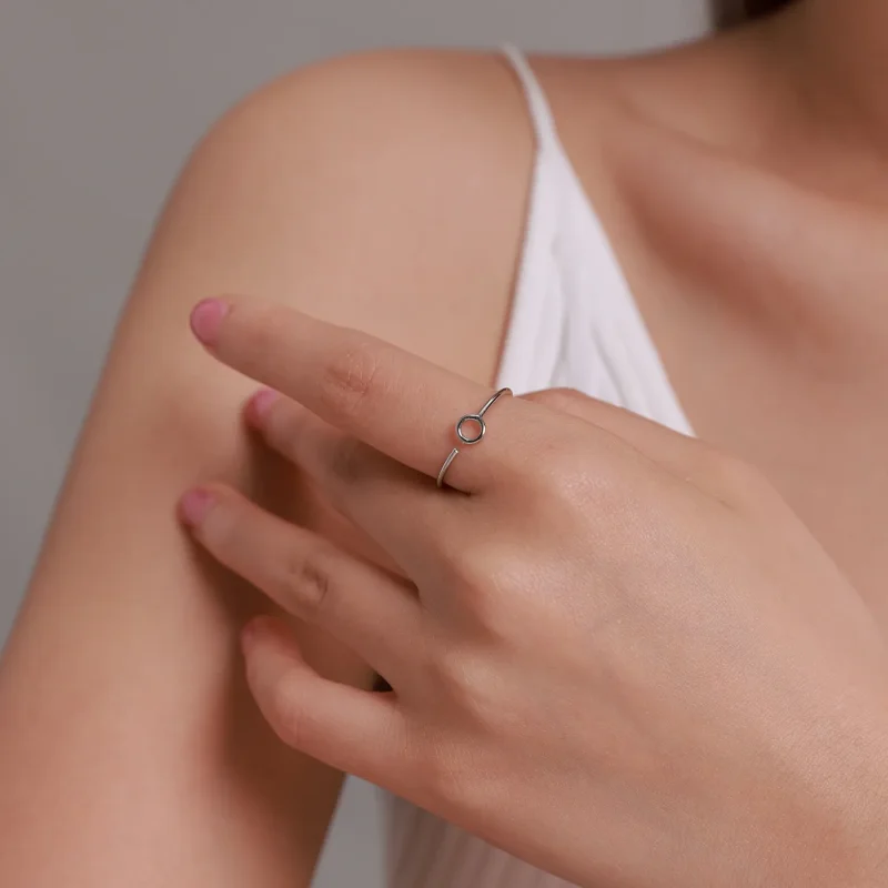 (image for) Pandora Style Little Circle Open Ring - BSR204 - View 6