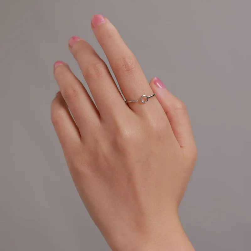 (image for) Pandora Style Little Circle Open Ring - BSR204 - View 8