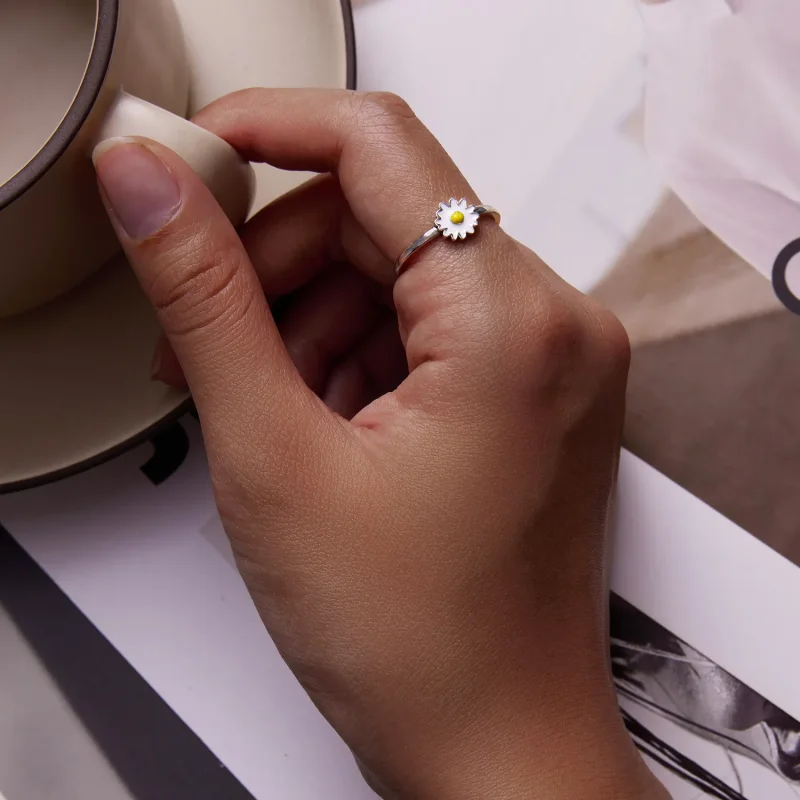 (image for) Pandora Style Little Daisy Open Ring - SCR811 - View 8