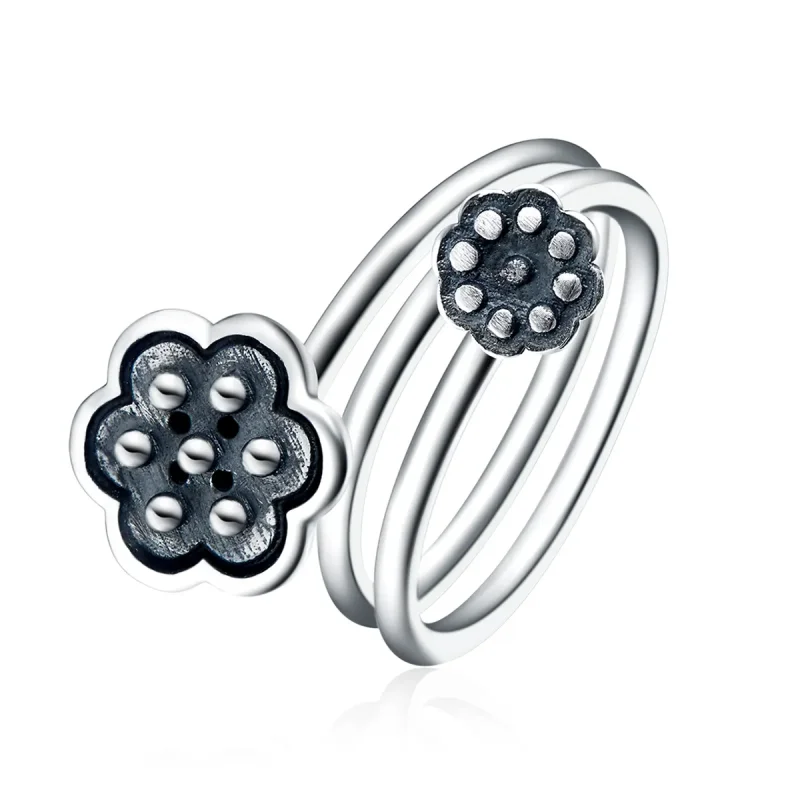 (image for) Pandora Style Lotus Pendant Open Ring - VSR054 - View 2