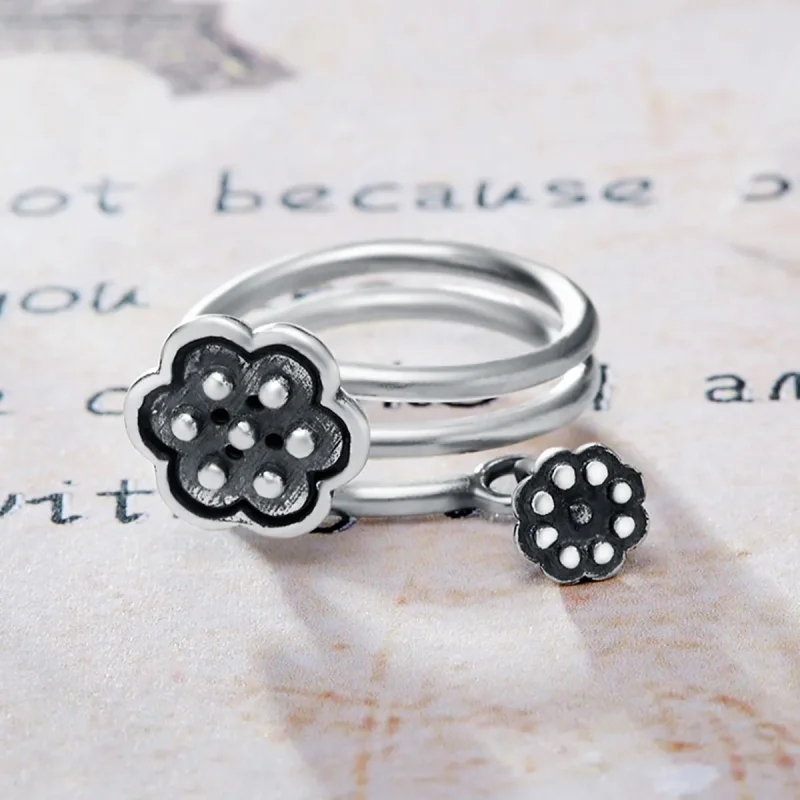(image for) Pandora Style Lotus Pendant Open Ring - VSR054 - View 4